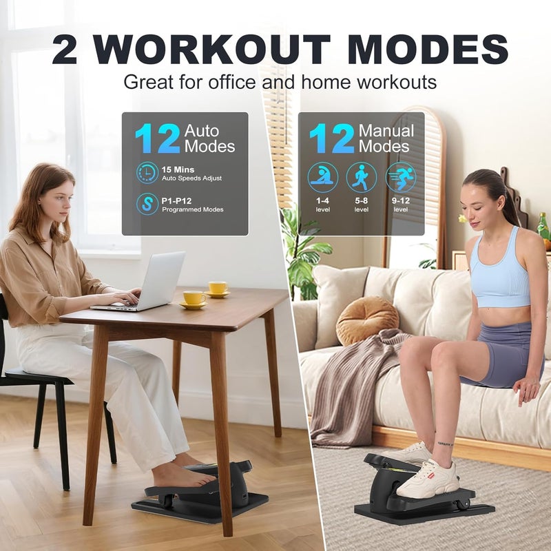 OSCILLATING SLIM Under Desk Elliptical Machine, Electric Seated Pedal Exerciser,Elliptical Leg Exercisers for Seniors,Mini Ellipse Leg Exerciser with Remoter,12 Adjustable speeds Pedal Exerciser - Image 4